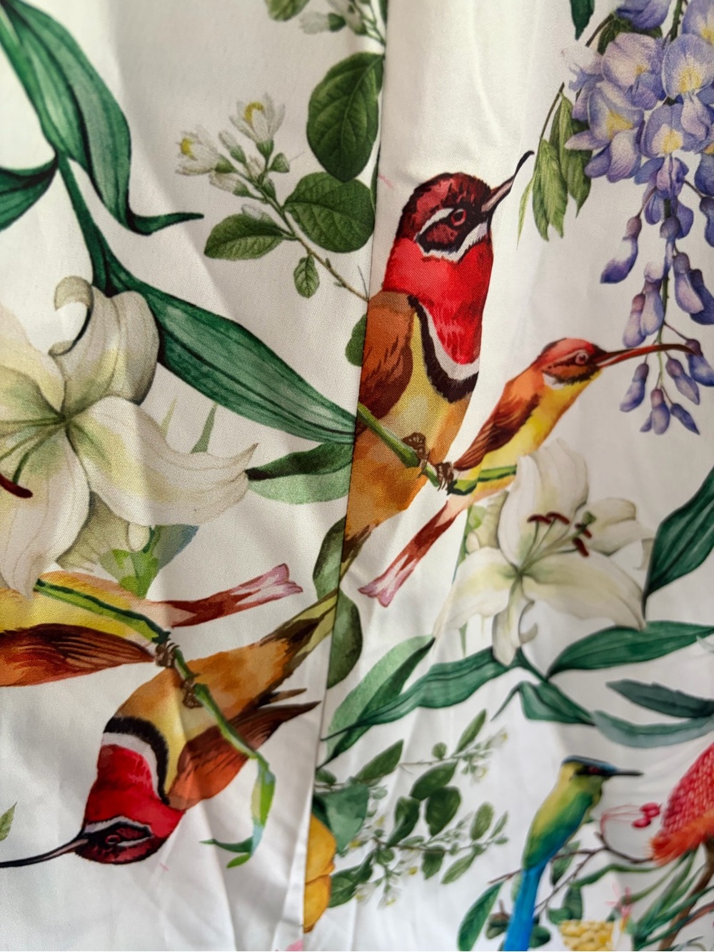 Calypso St Barth Floral/ Bird Print White Maxi Skirt and Puff Sleeve top Set - Picture 13 of 15